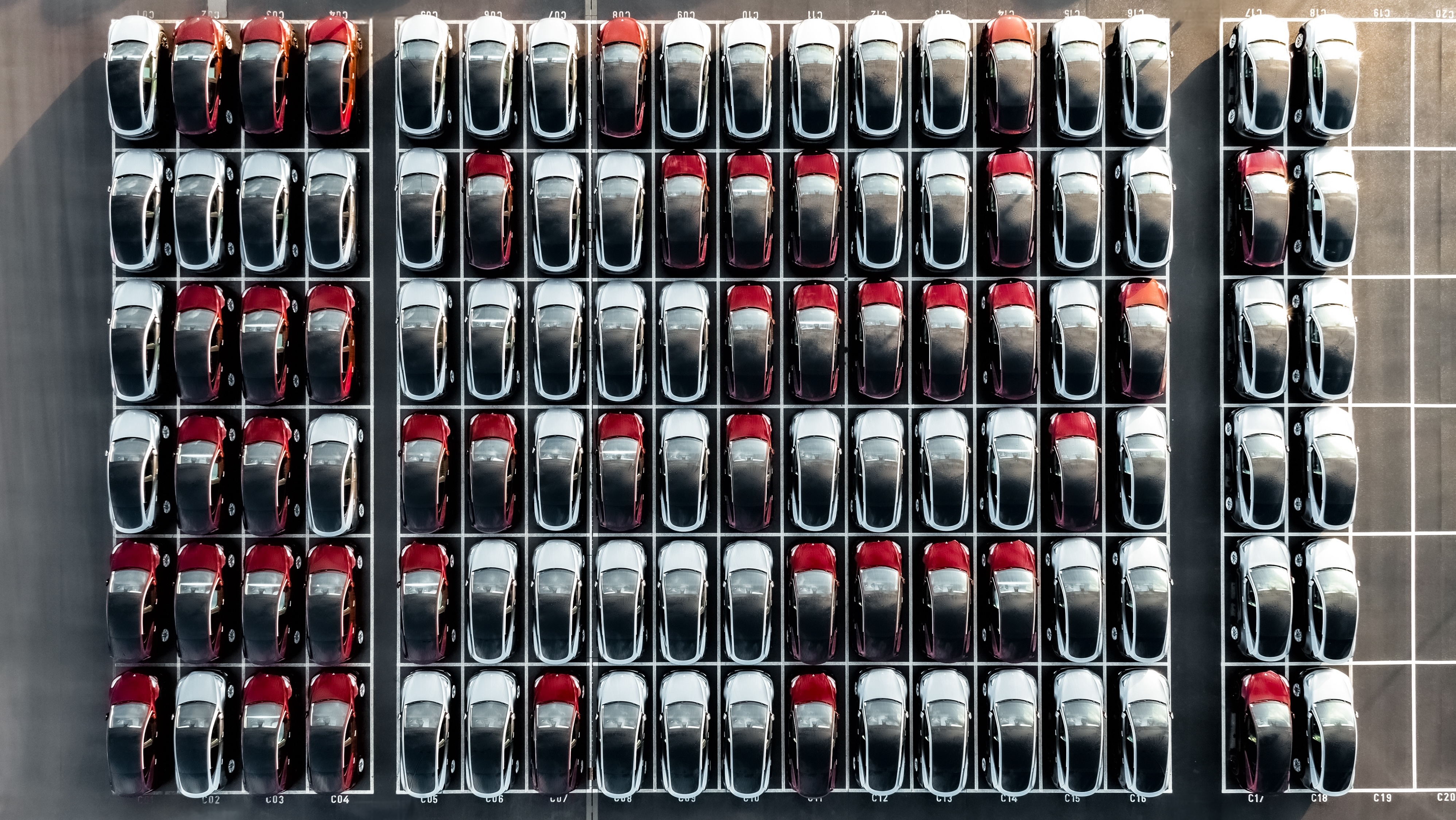 Tesla Vehicles in Parking Lot