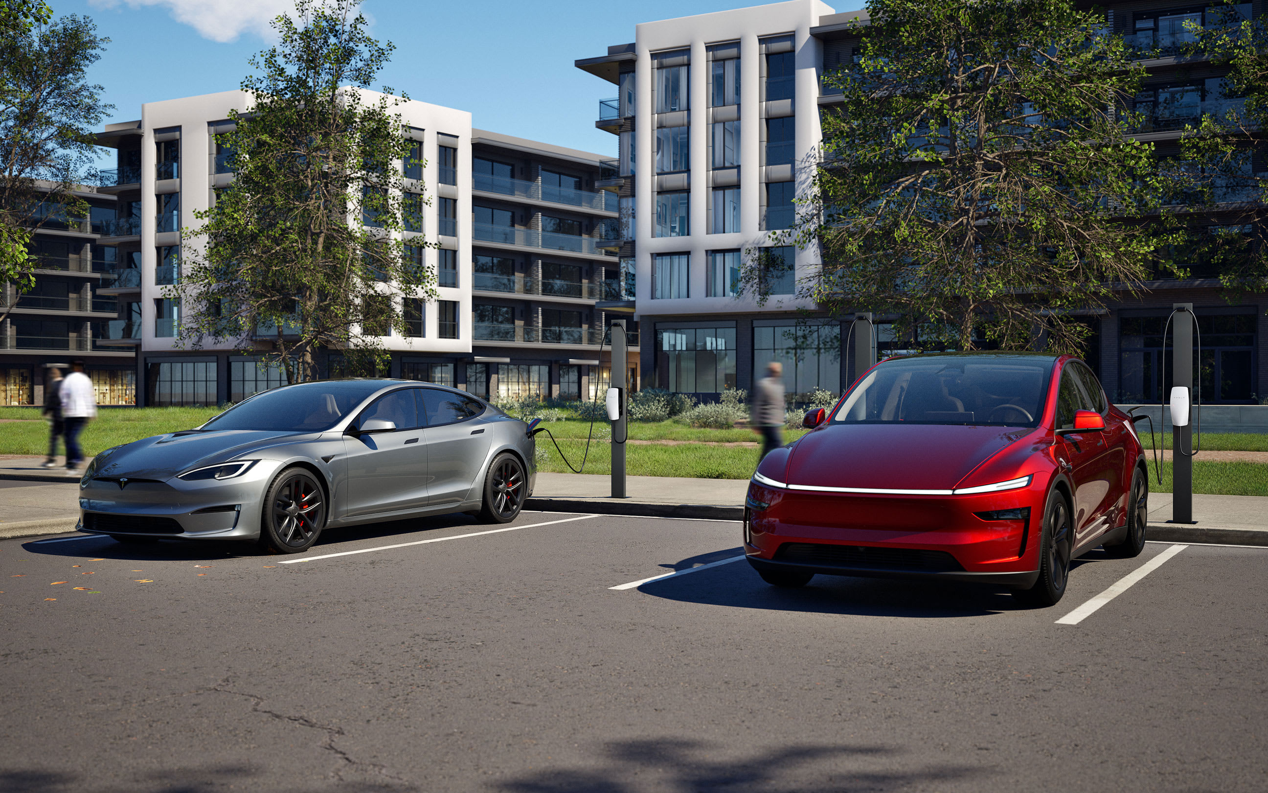 Red Model Y Charging