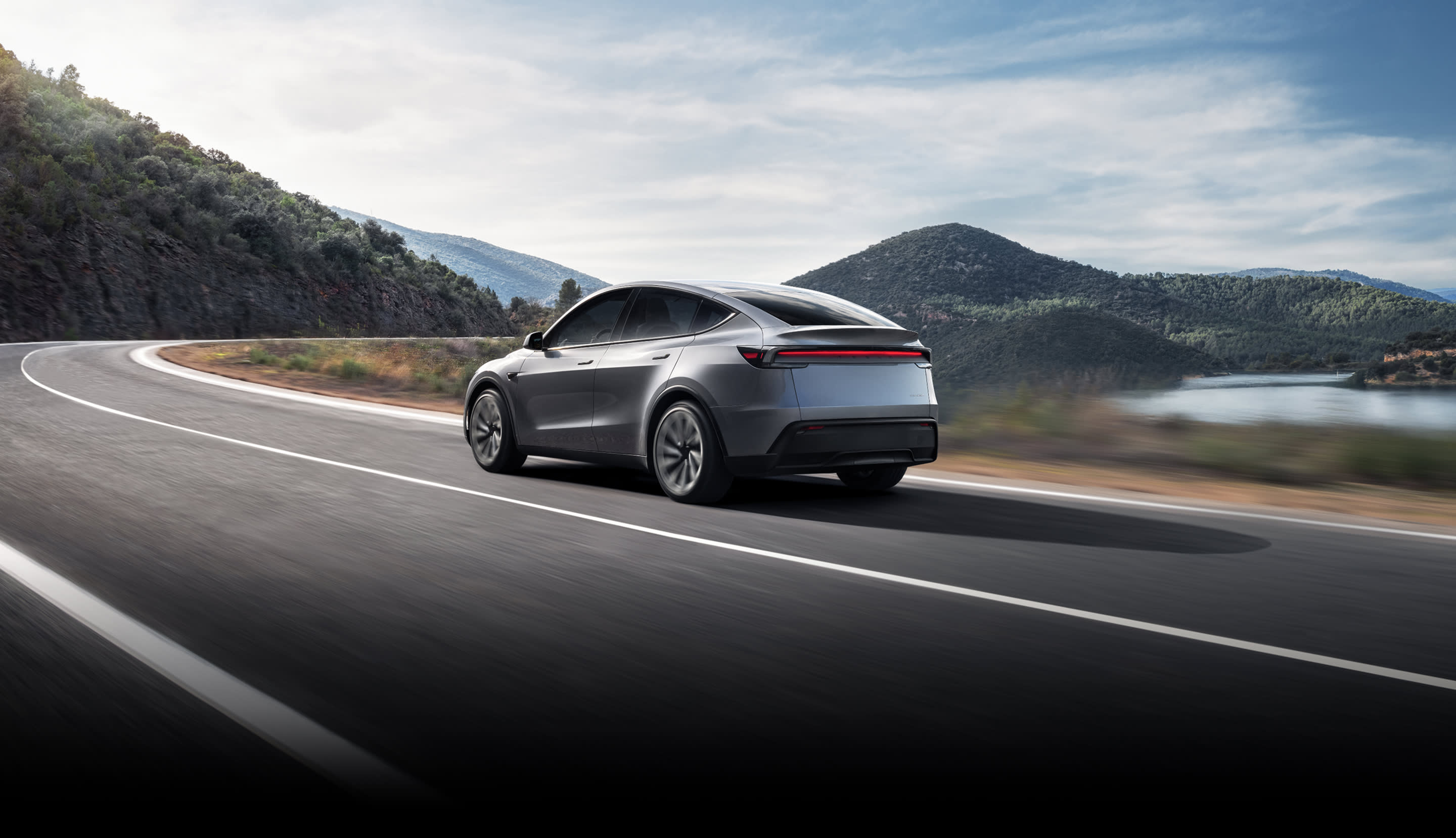 Model Y driving on road