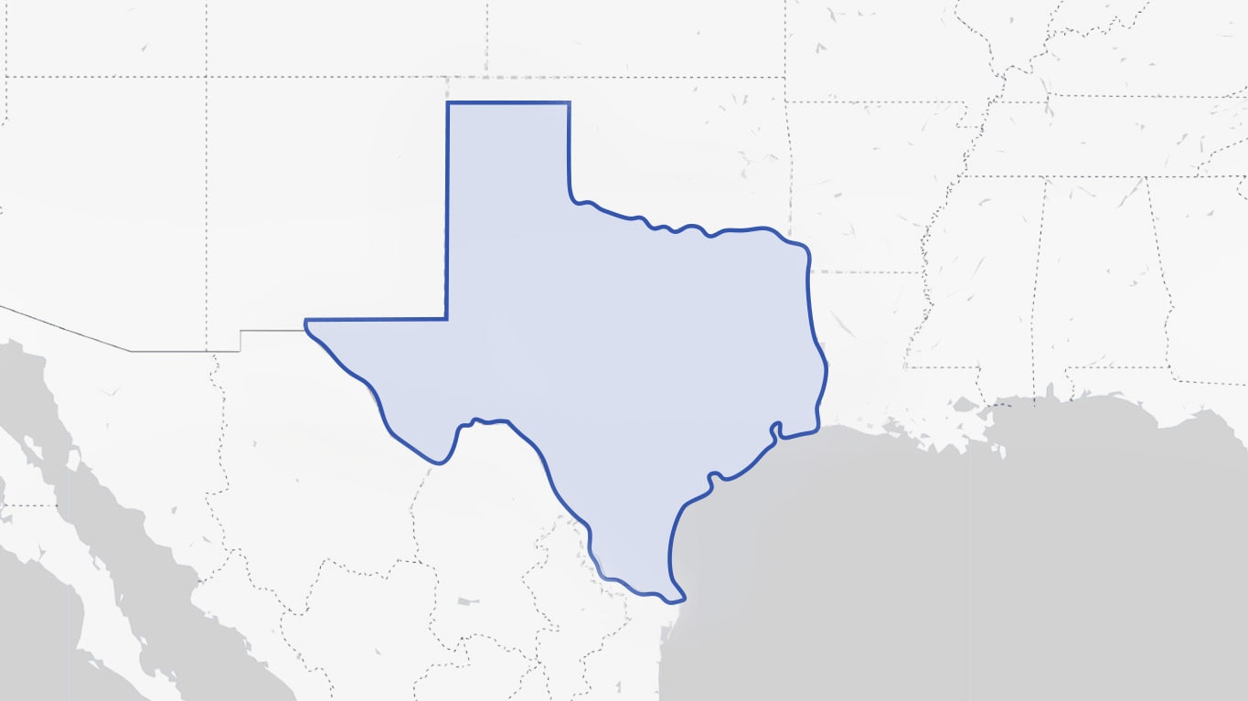 Texas on a map