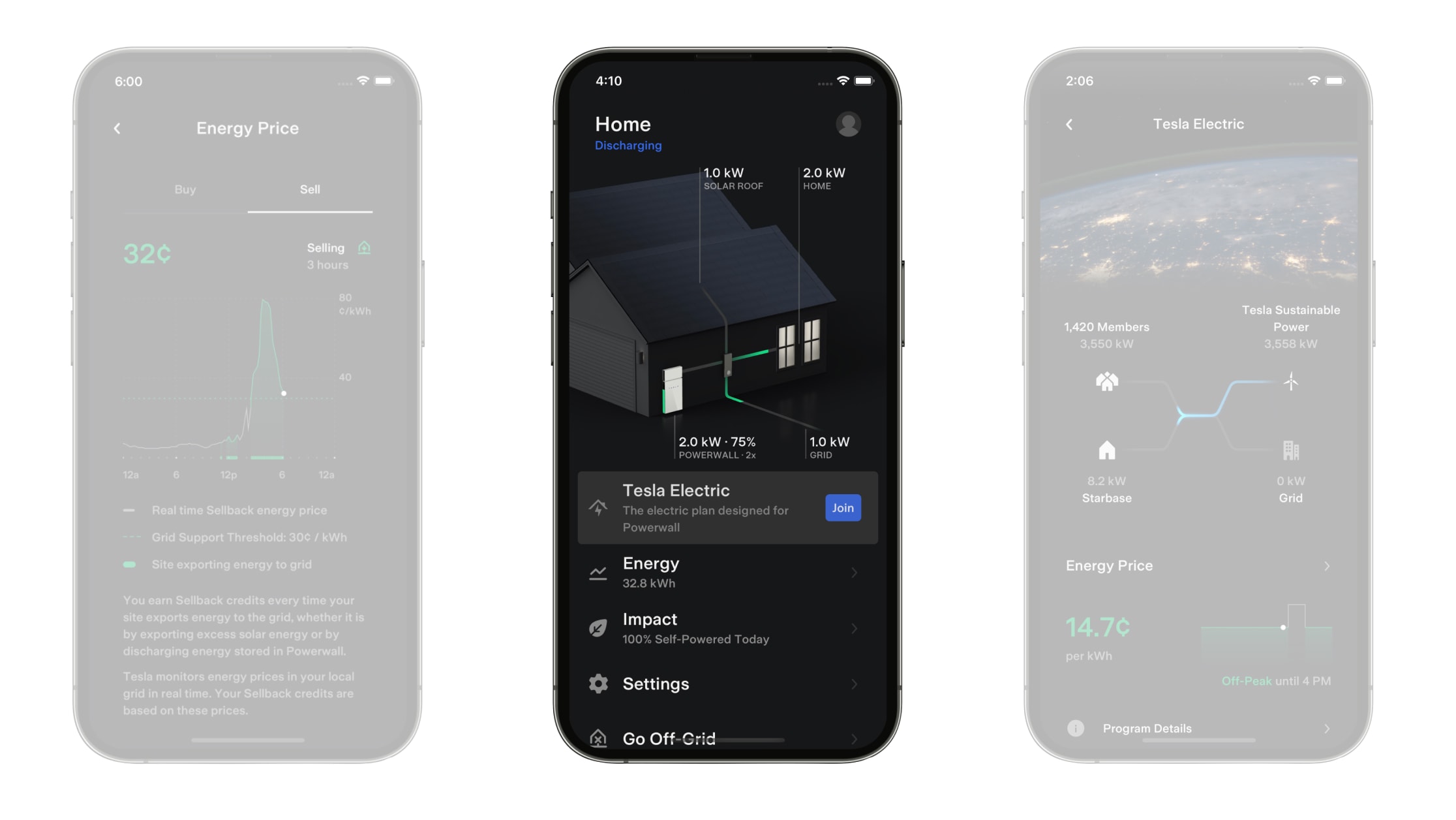 Tesla app Powerwall home screen
