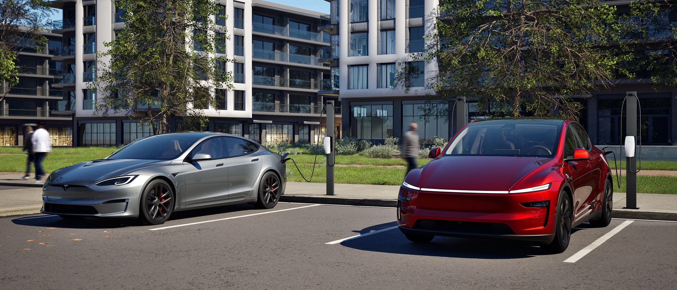 Red Model Y Charging