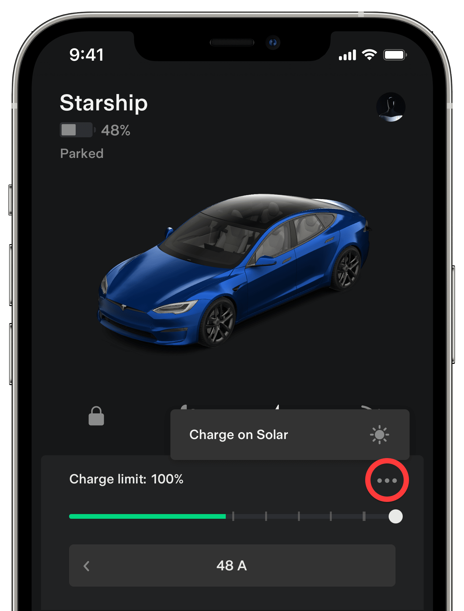 Charge on Solar Tesla Support