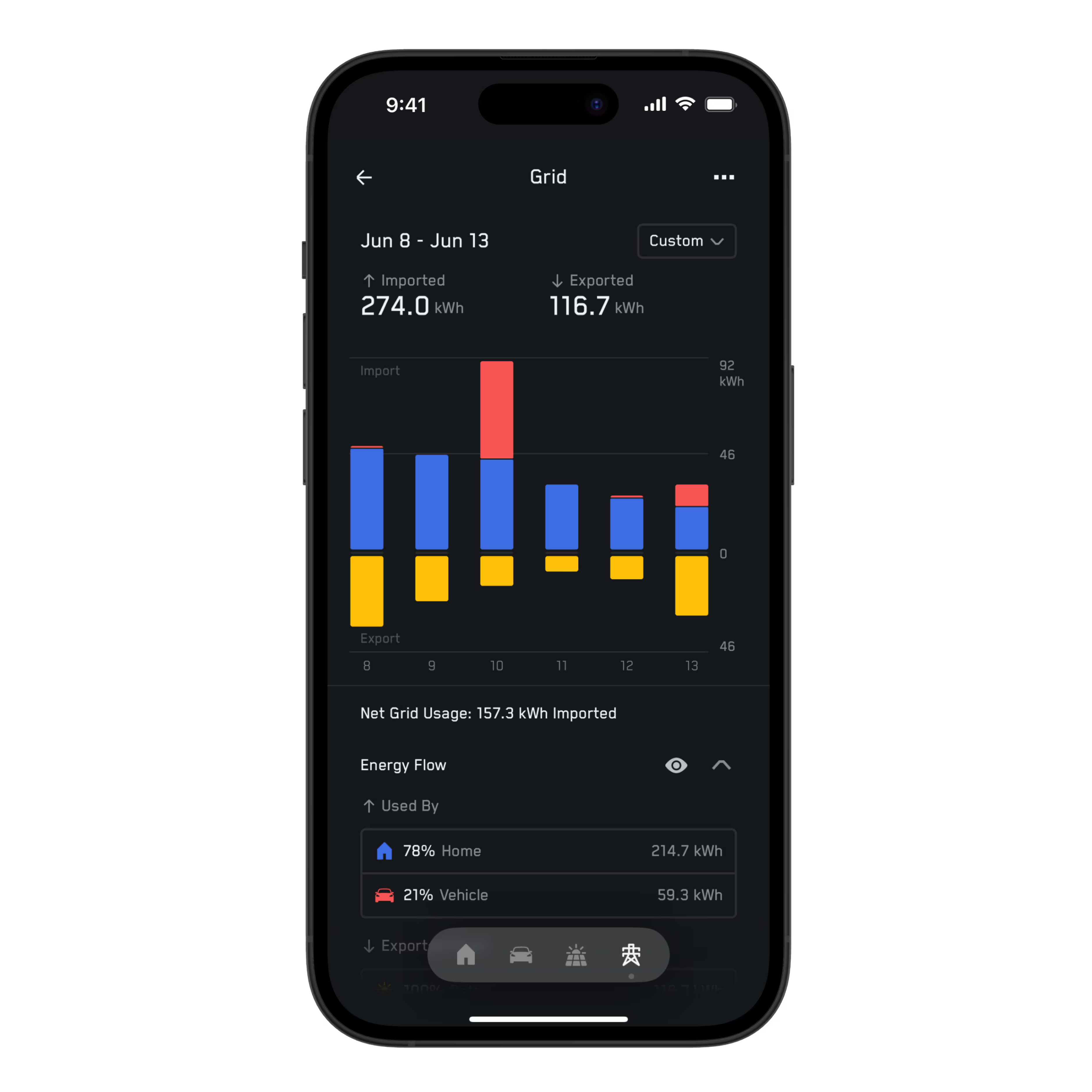 App screenshot of Energy Data