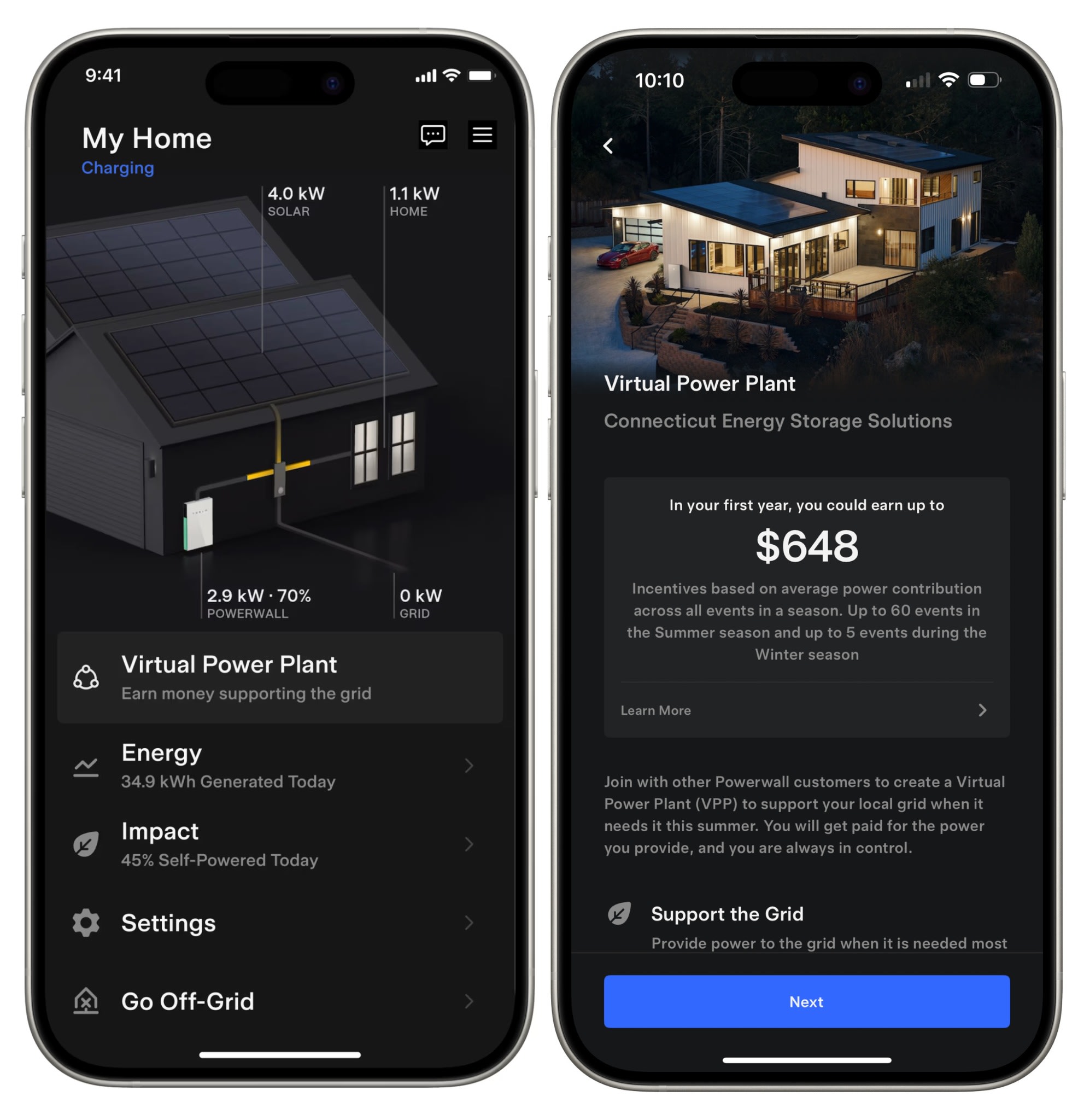 Tesla app home