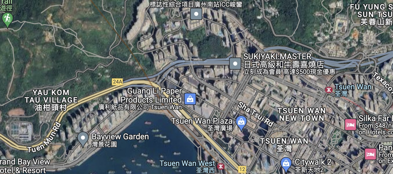 Vedere din satelit prin Google a sediului Tesla din Hong Kong