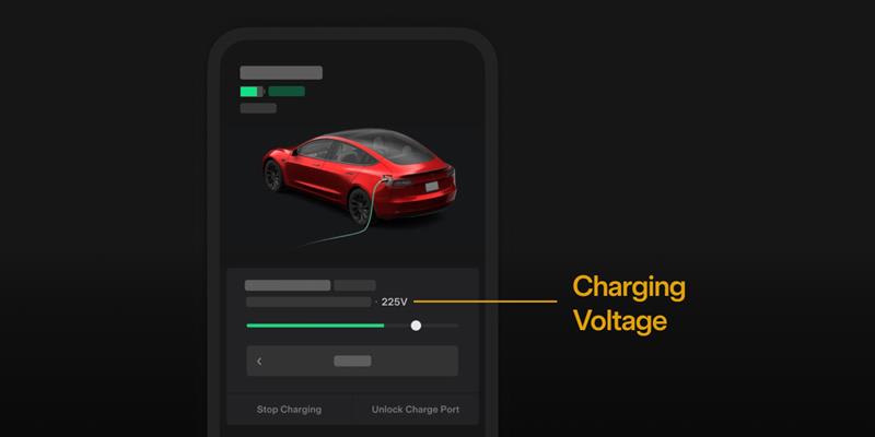 Powershare charging voltage on app