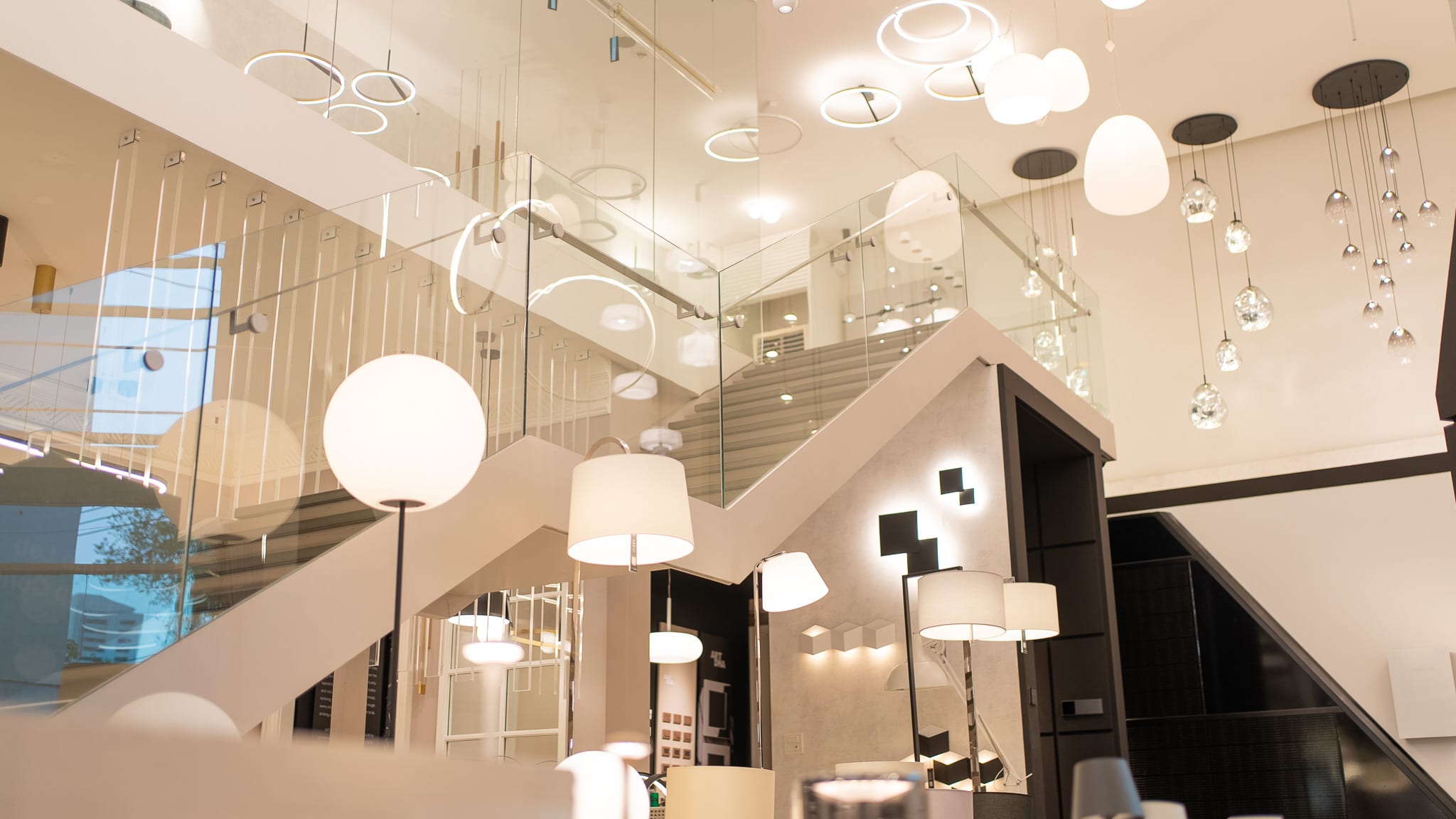 Lights in a bright modern show room
