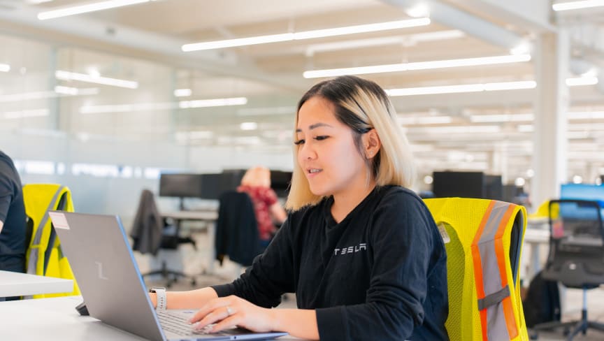 Employee working on laptop