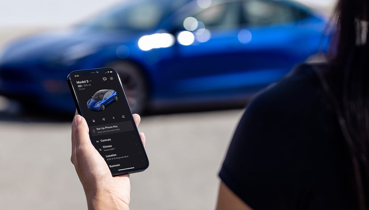 Tesla app on phone