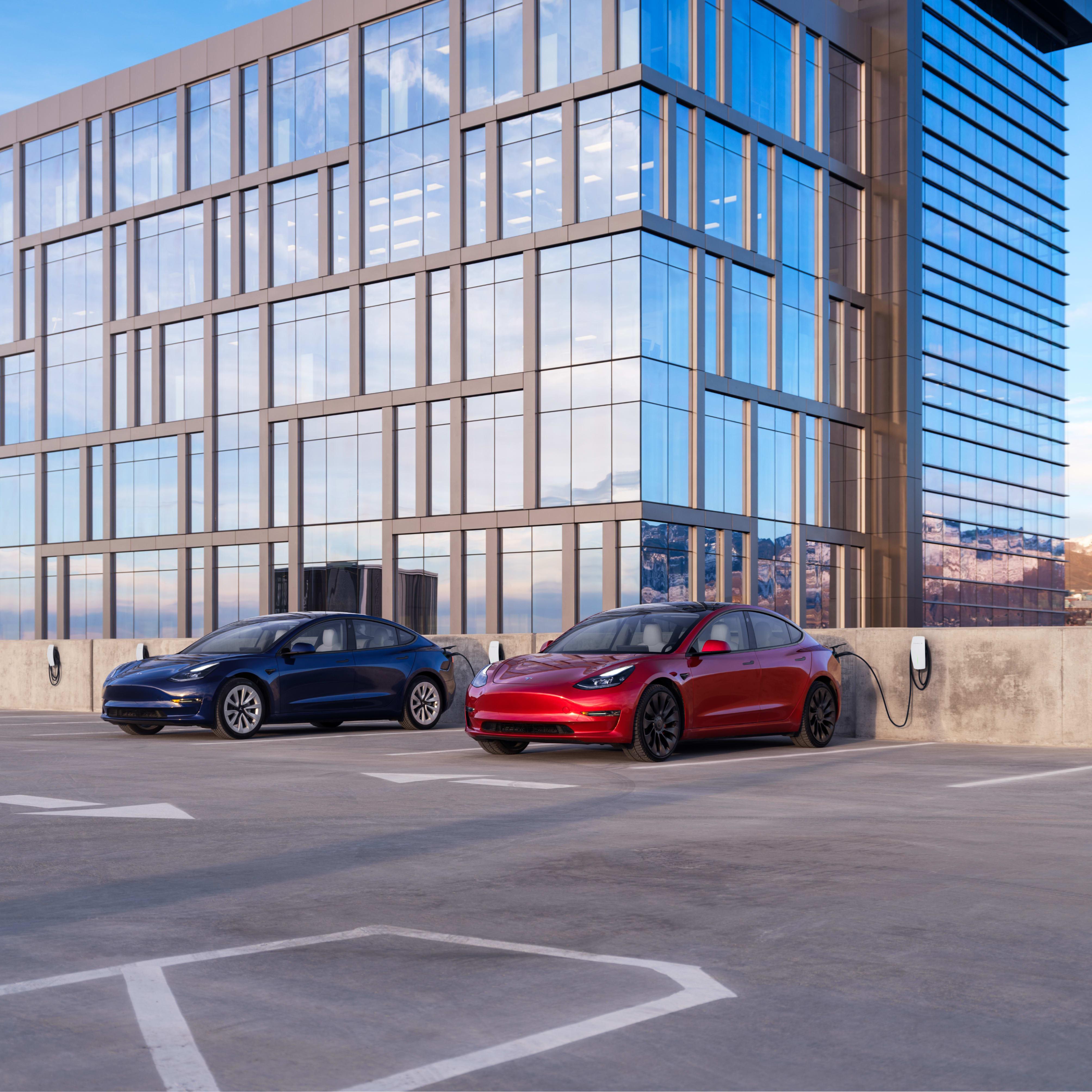 Tesla Vehicles Parked and Charging