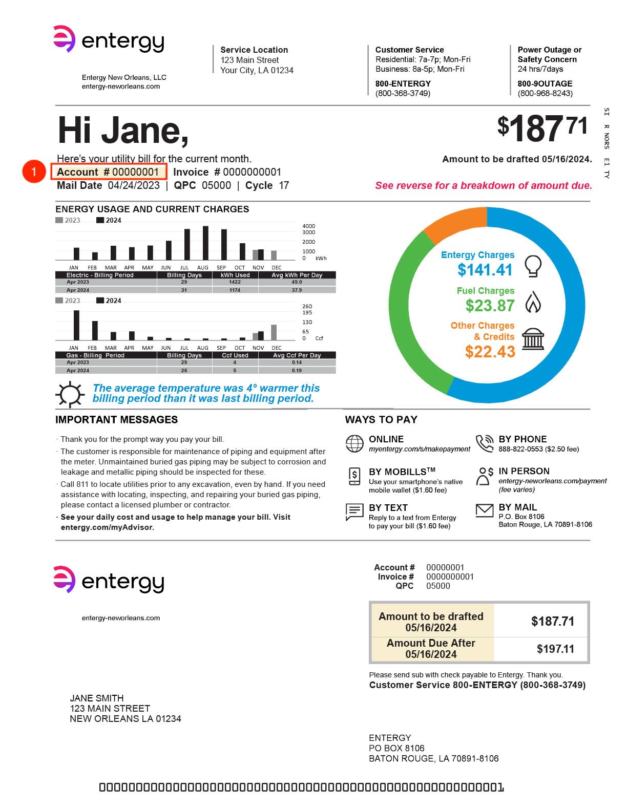Entergy New Orleans utility bill