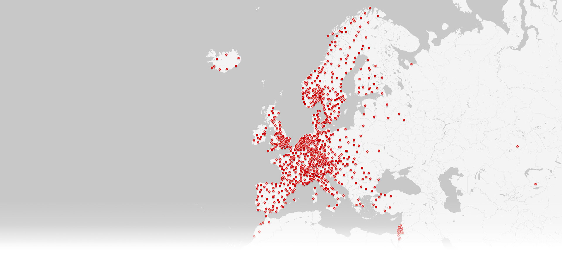 Map of Superchargers in Europe and Middle East