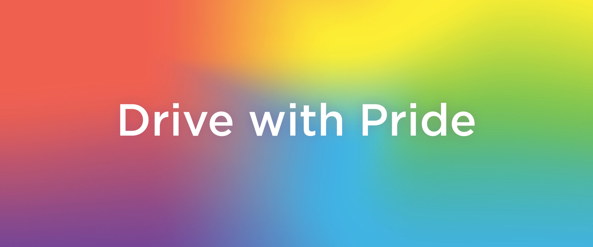 แคมเปญ Drive with Pride โลโก้ กับฉากหลังสีรุ้ง