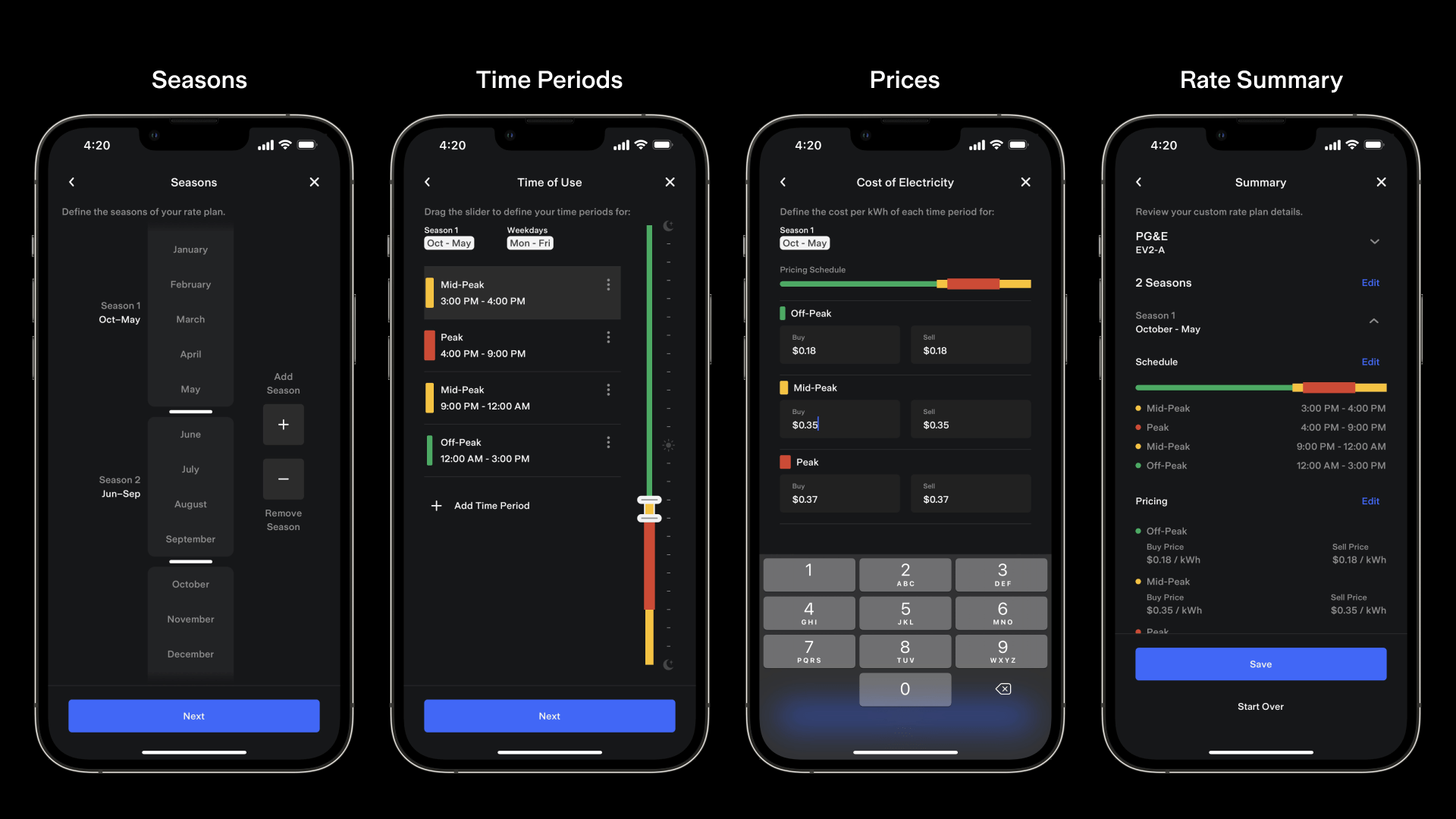 Custom rate plans in the Tesla app