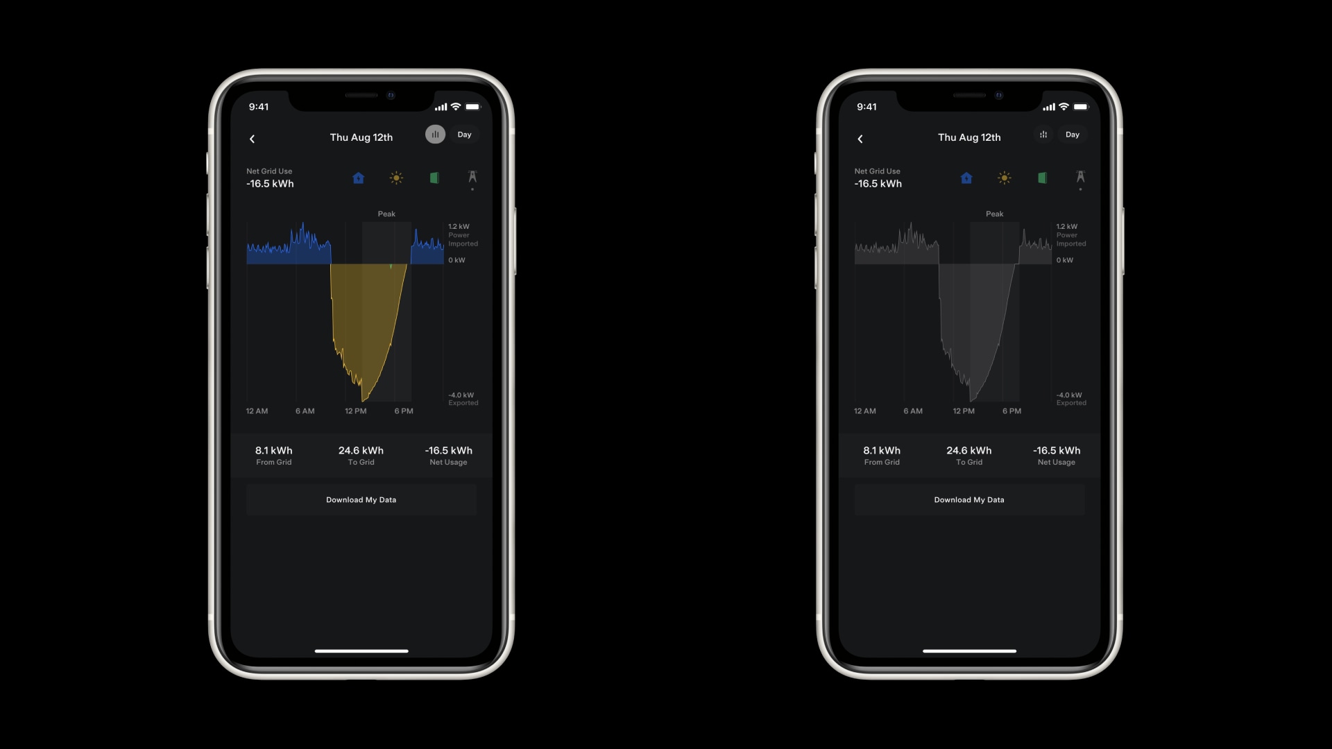Tesla Mobile App Energy Data Grid Component
