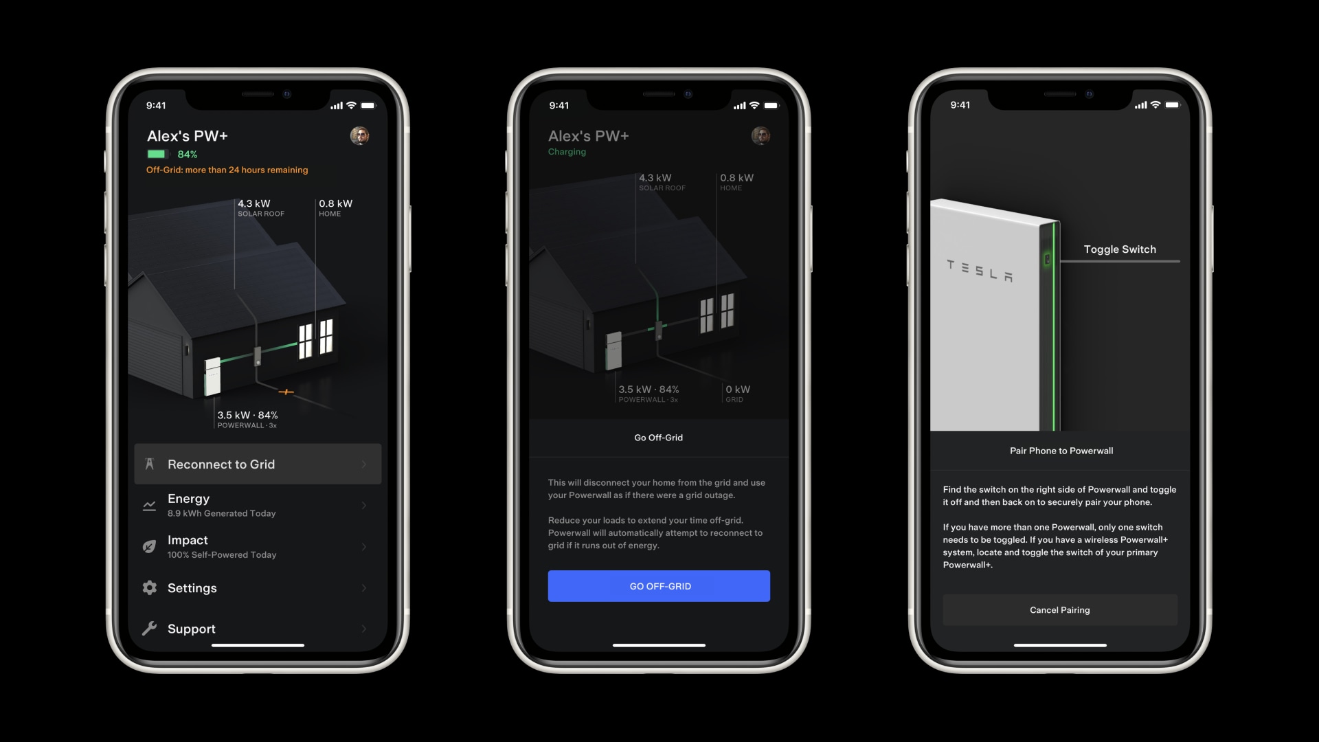 Tesla Mobile App Go Off-Grid Feature