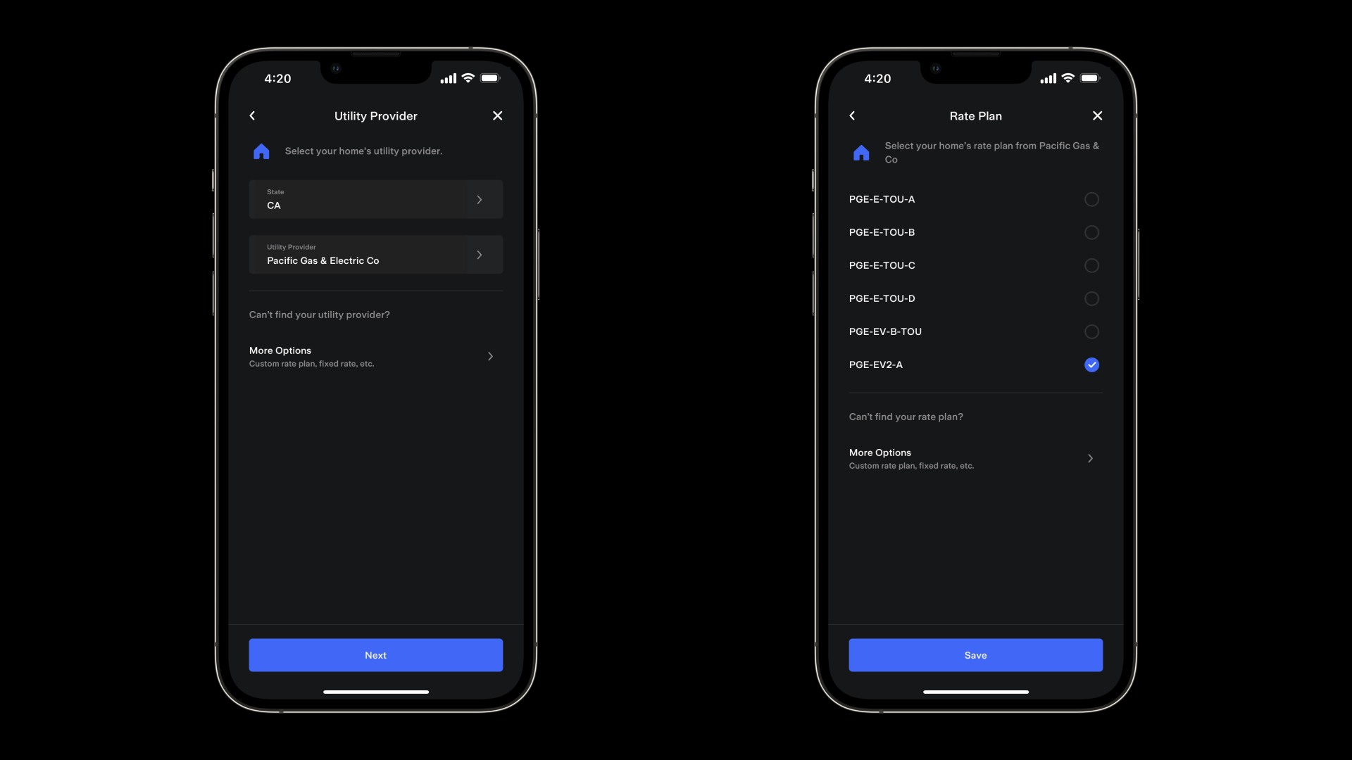 Rate plan setup from list
