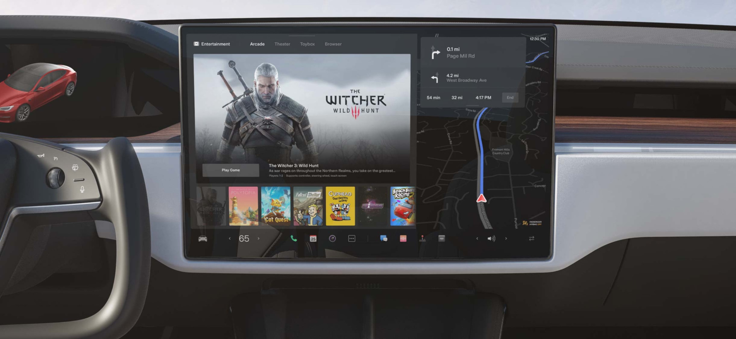 Model S 中央显示屏，娱乐功能界面