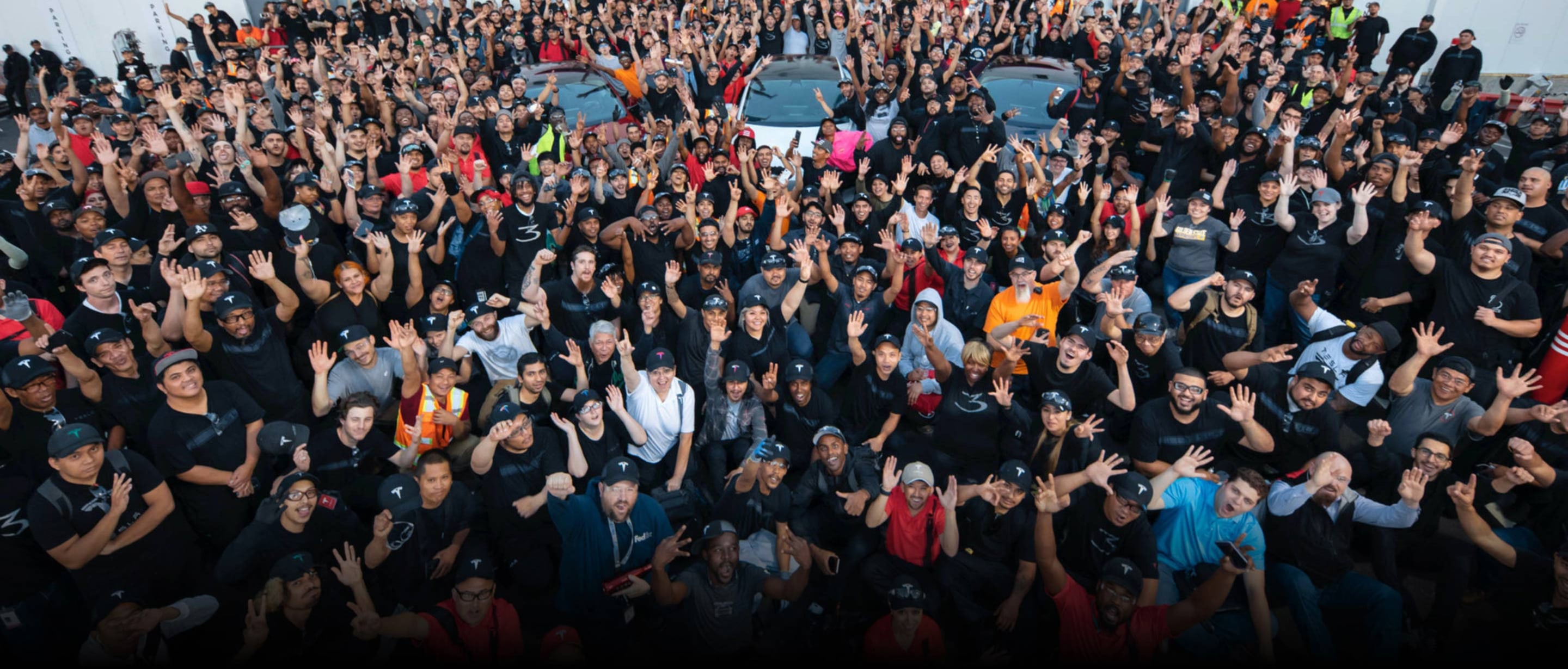 A big group of Tesla employees