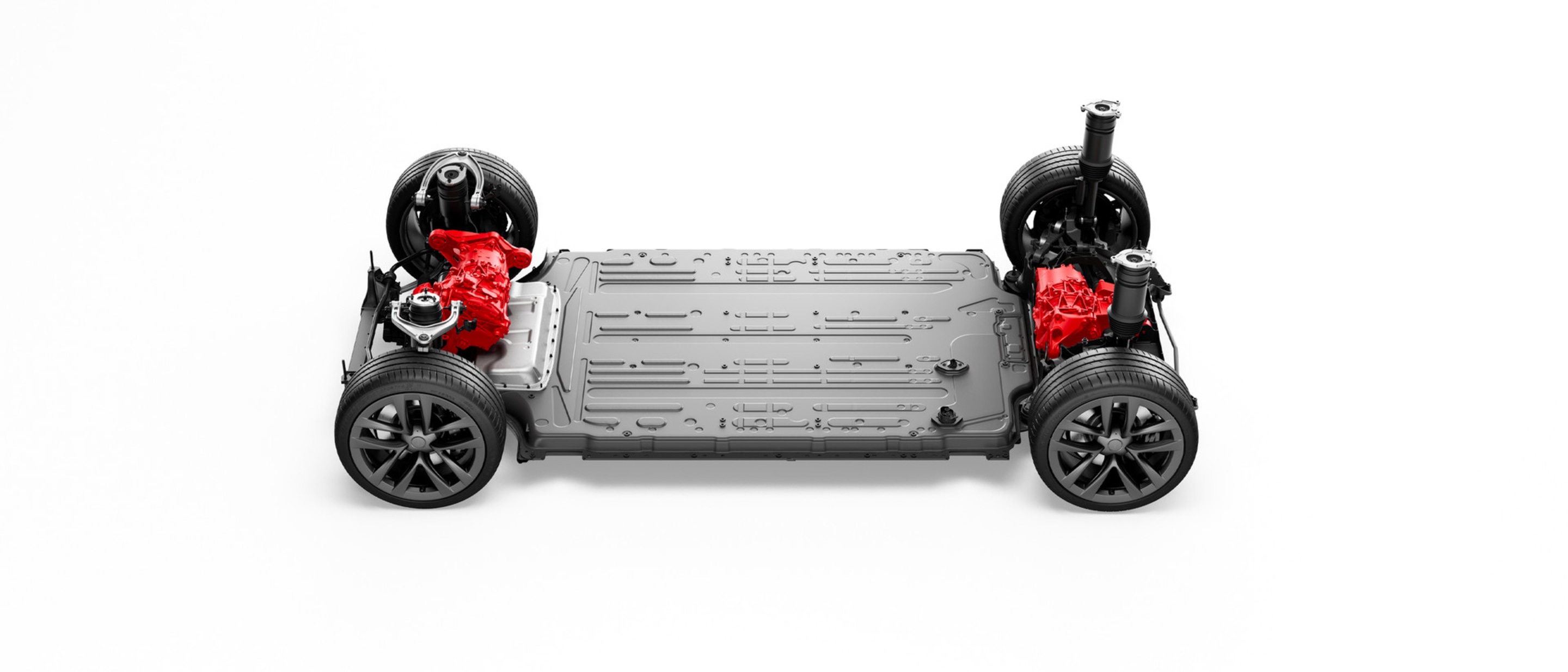 Tren motriz eléctrico y batería de un Model S con motor dual y tracción integral