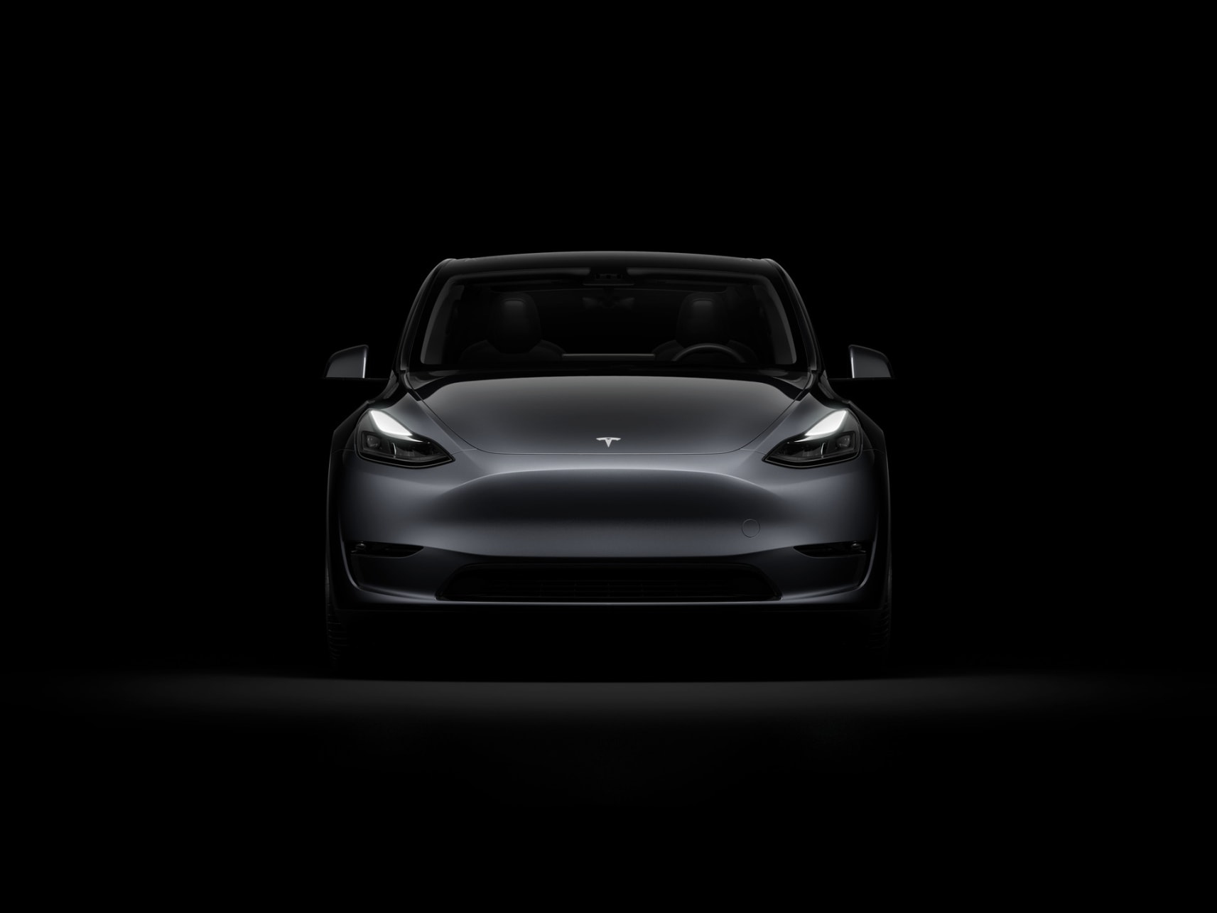 Front view of Midnight Silver Metallic Model Y