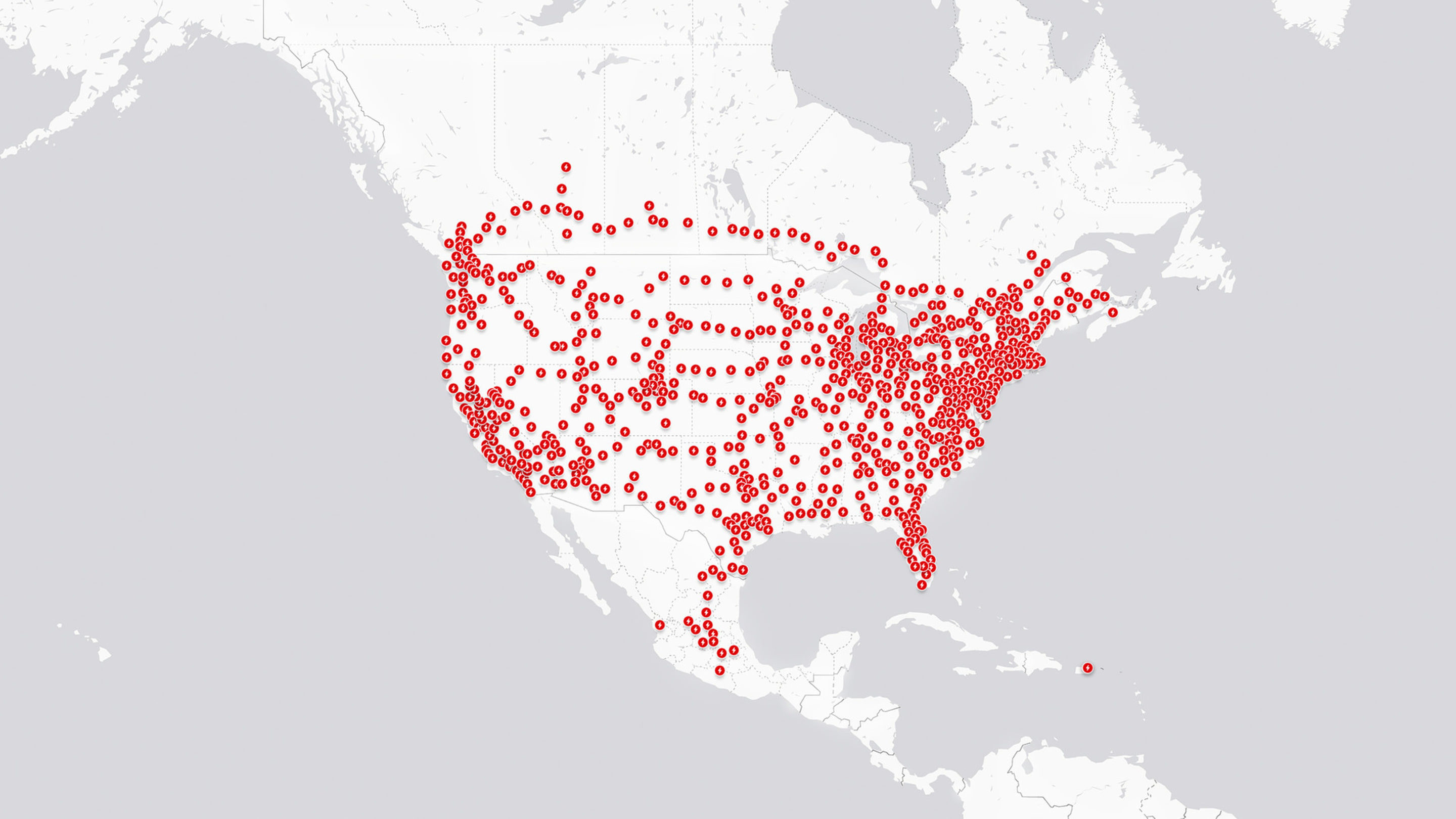Mapa de Supercharger de Norteamérica