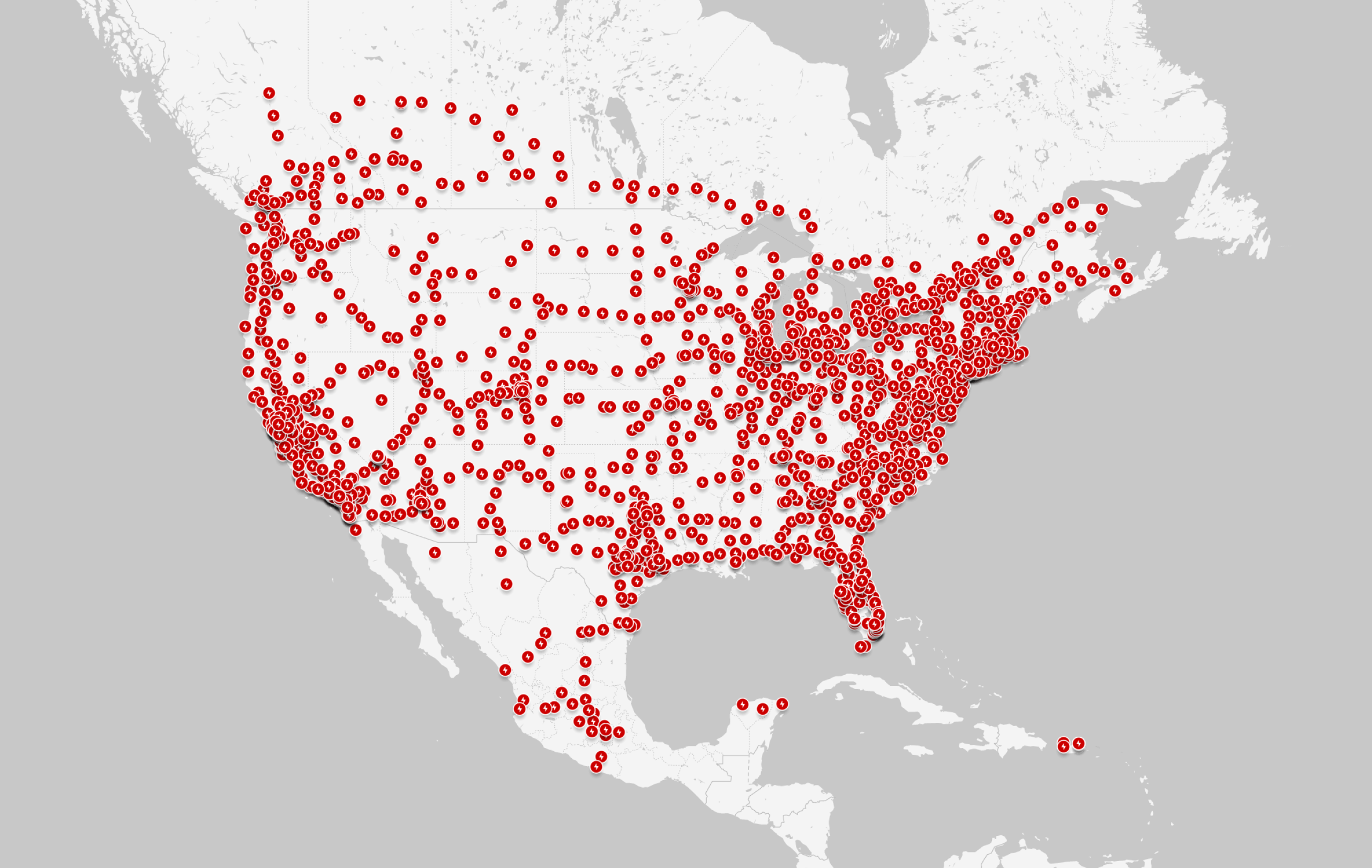 North America Supercharger map