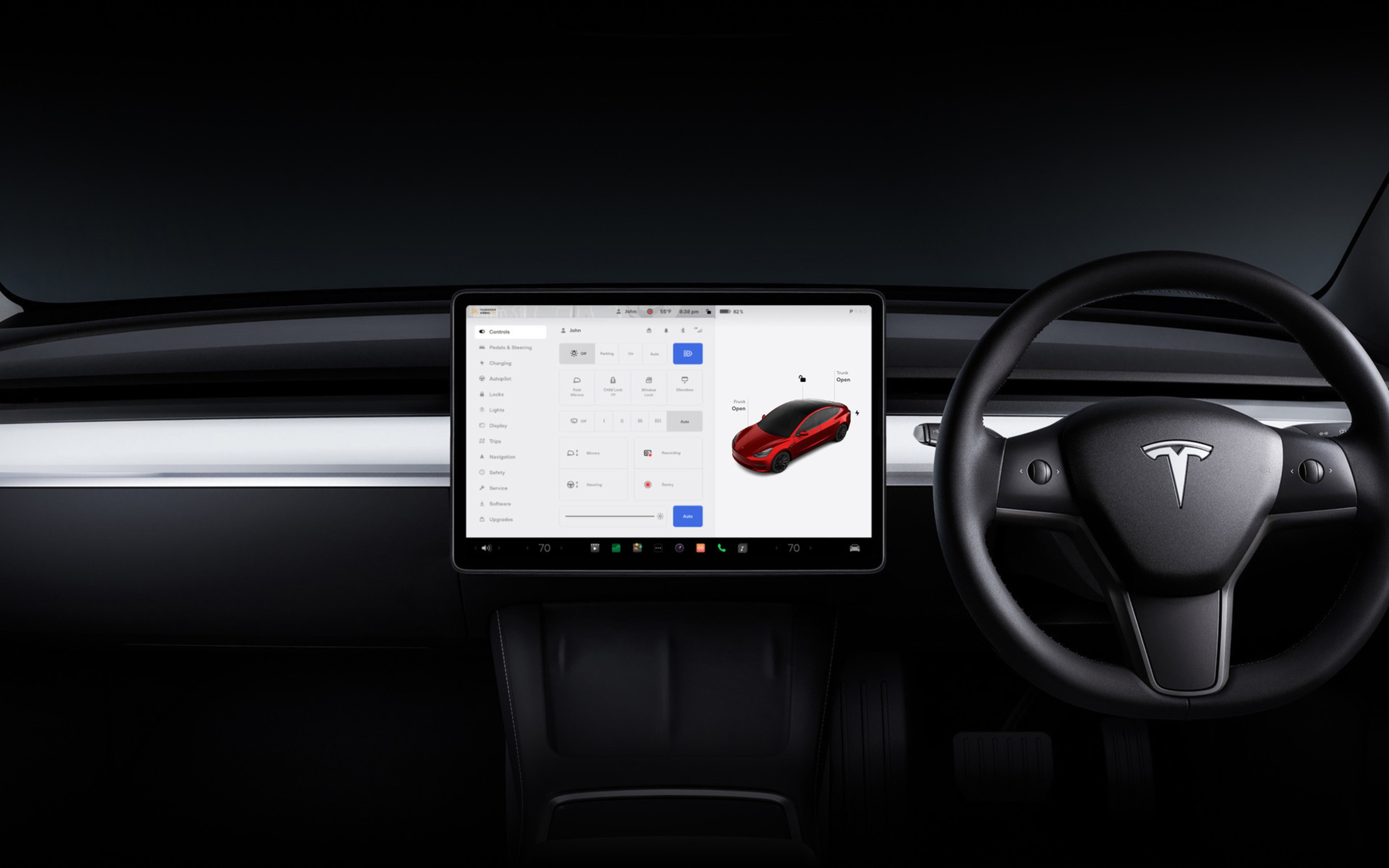 Model 3 15" touchscreen with vehicle controls