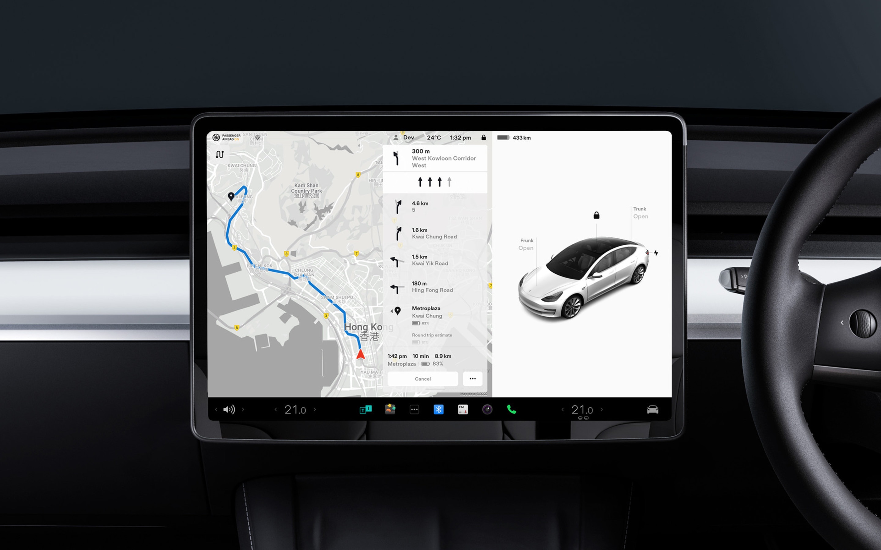 Trip Planner on In-car screen