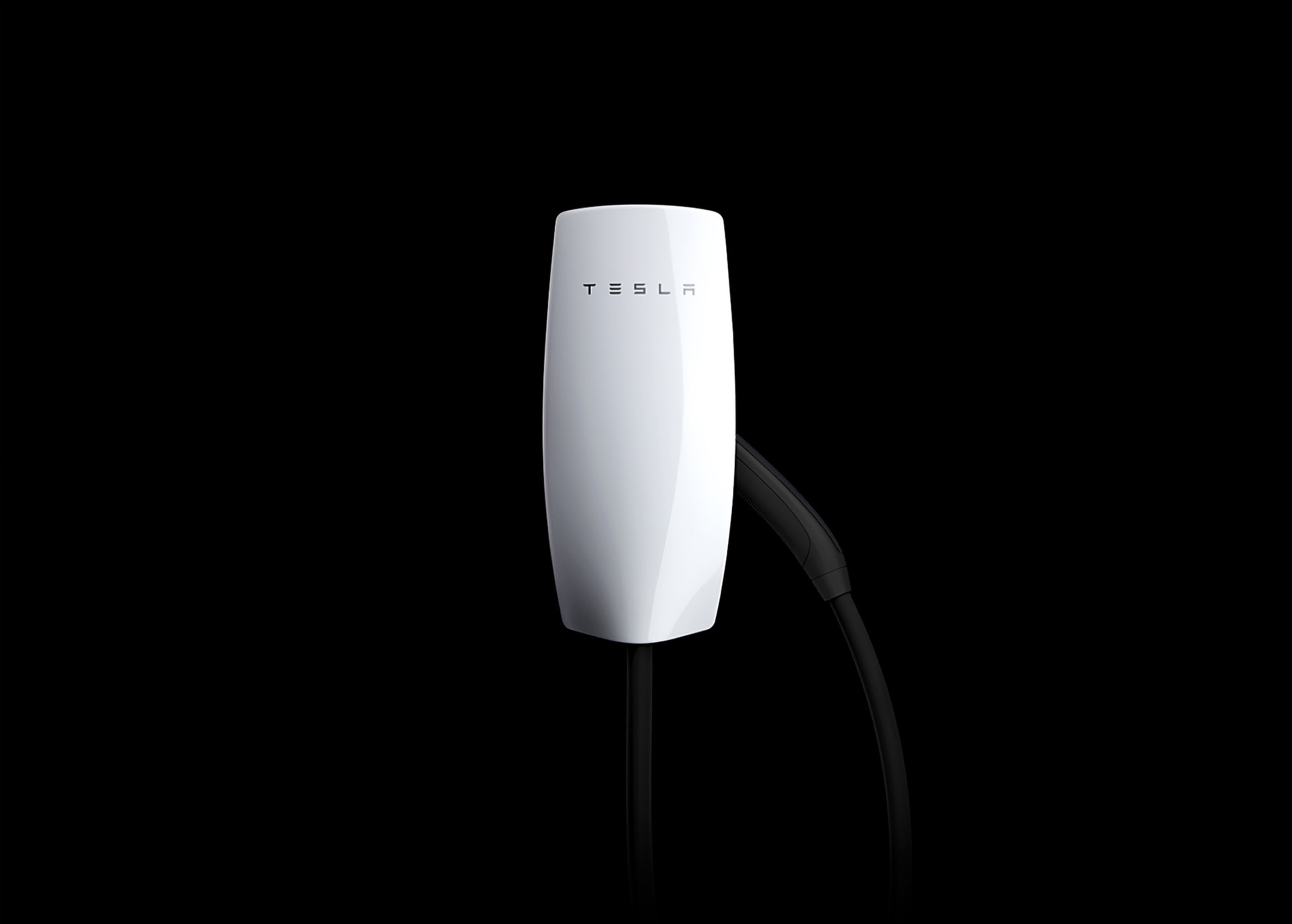 Gen 3 Wall Connector op zwarte achtergrond