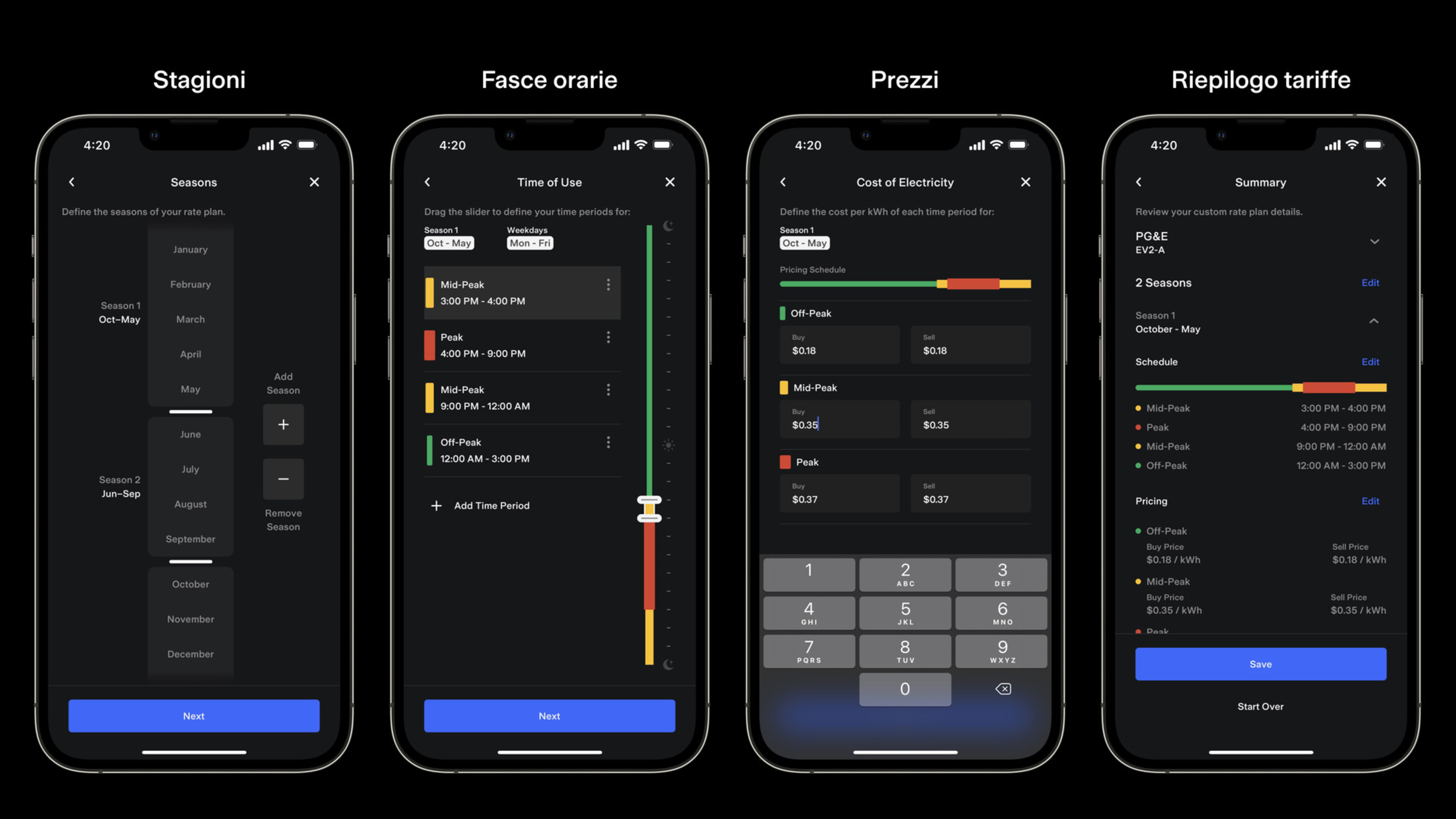Piani tariffari personalizzati nell'app Tesla