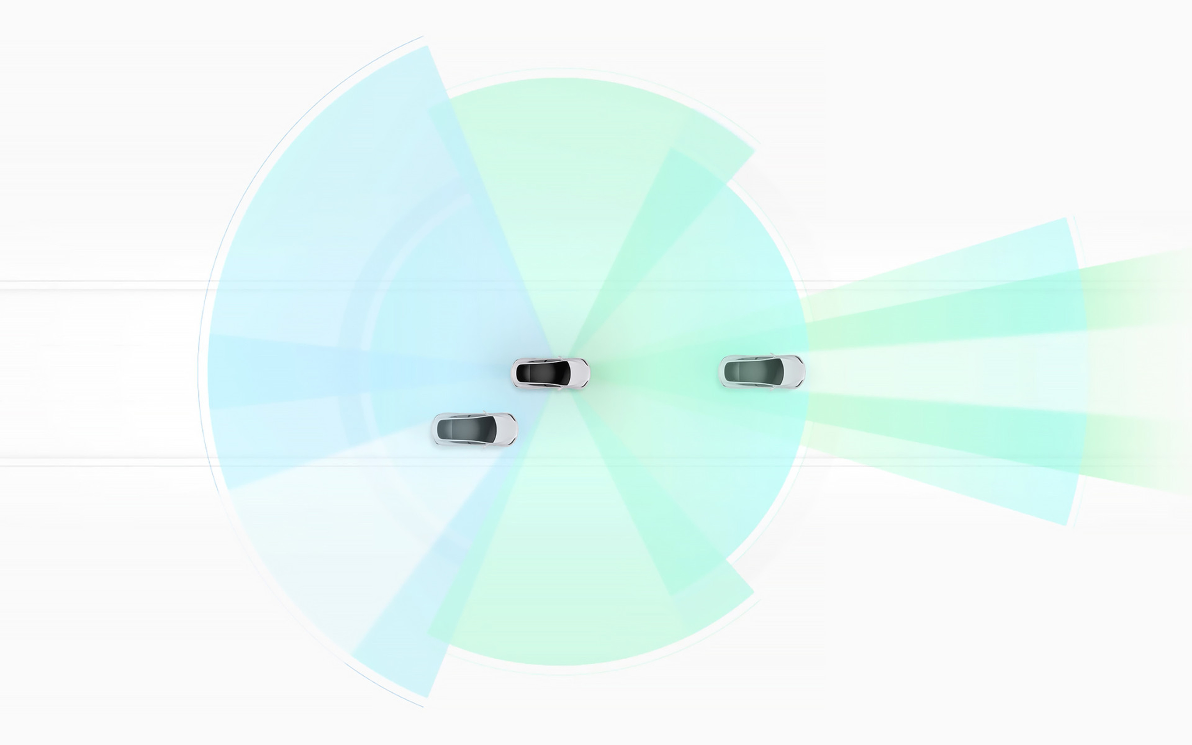 Visualisierung der Autopilot-Funktionalität mit Tesla Vision, die andere Fahrzeuge auf der Straße erkennt