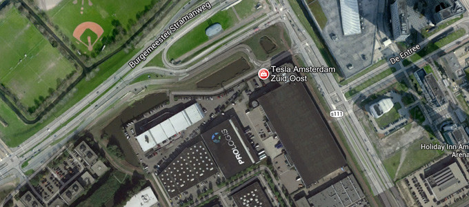 Google satellite view of Tesla Amsterdam Zuid-Oost