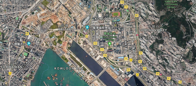 Satellitbild från Google över Tesla Hong Kong