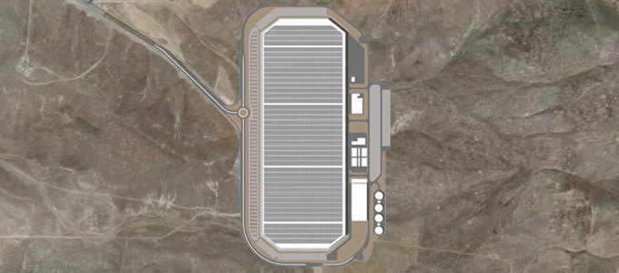 Vista satelital de Google de la Gigafactory de Tesla en Nevada