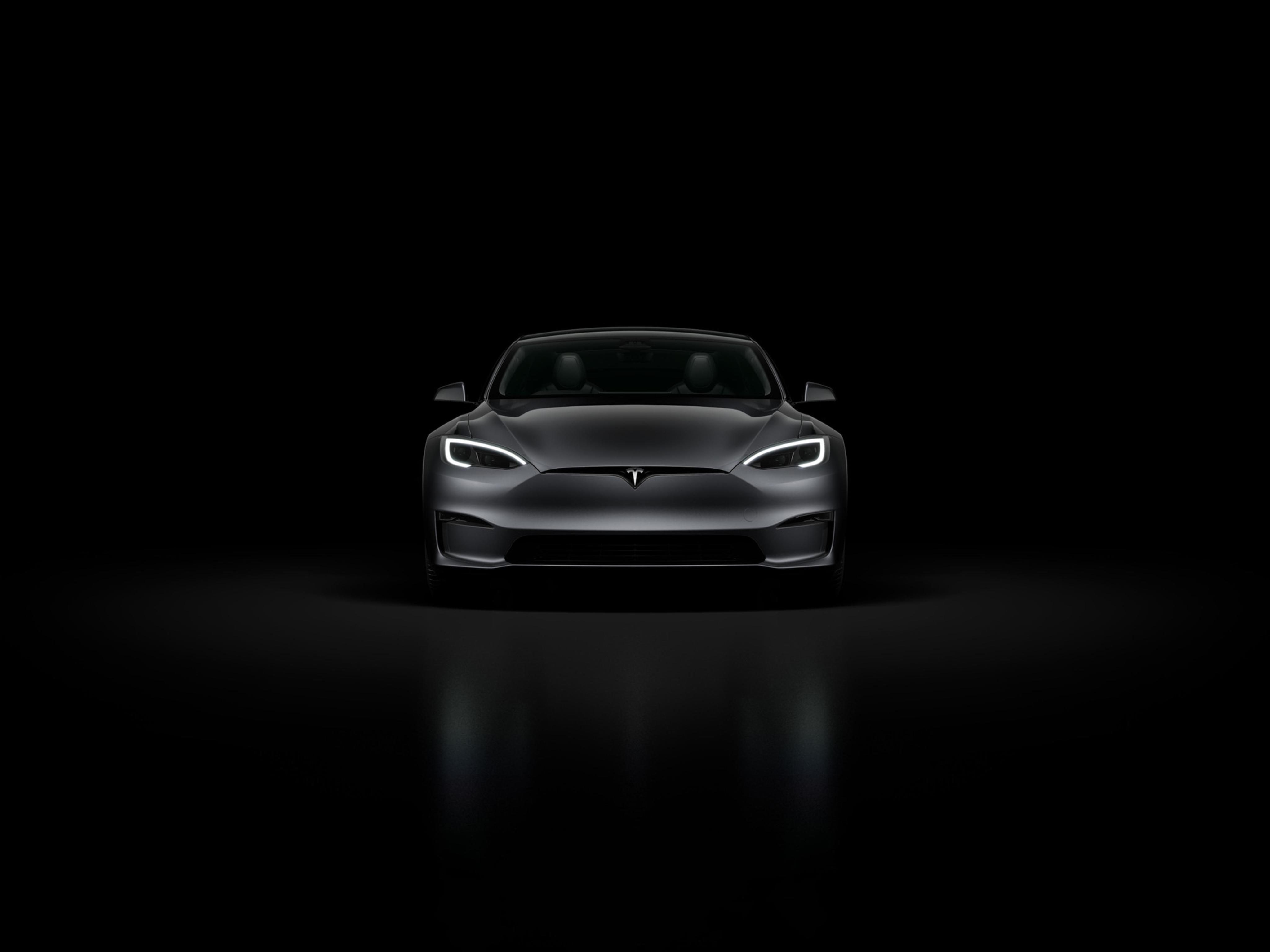 Front view of black Model S