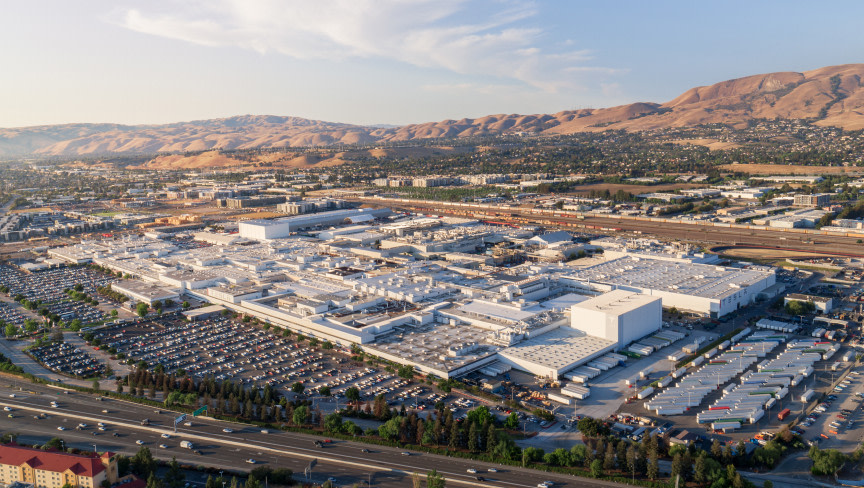 Fremont factory drone shot view