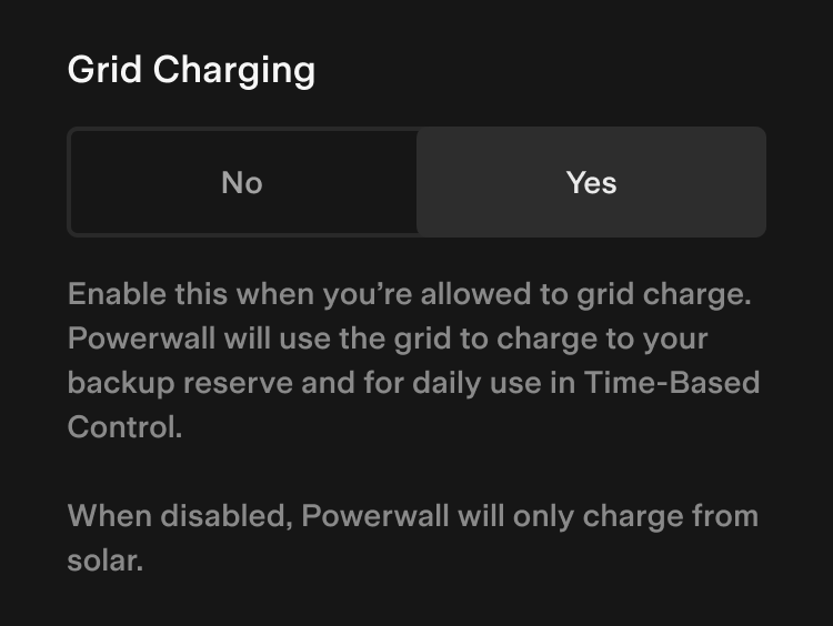 Tesla App Grid Charging Screen