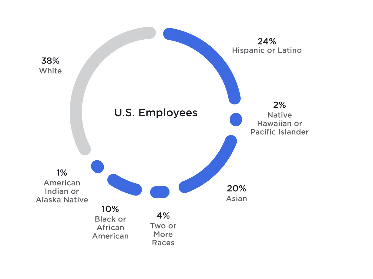 Graph displaying Tesla in a majority-minority company