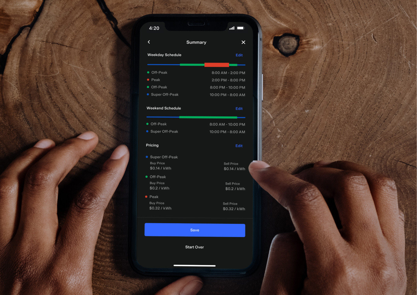 Rate plan features in the Tesla app