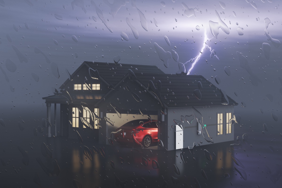 Home with Powerwall during a storm