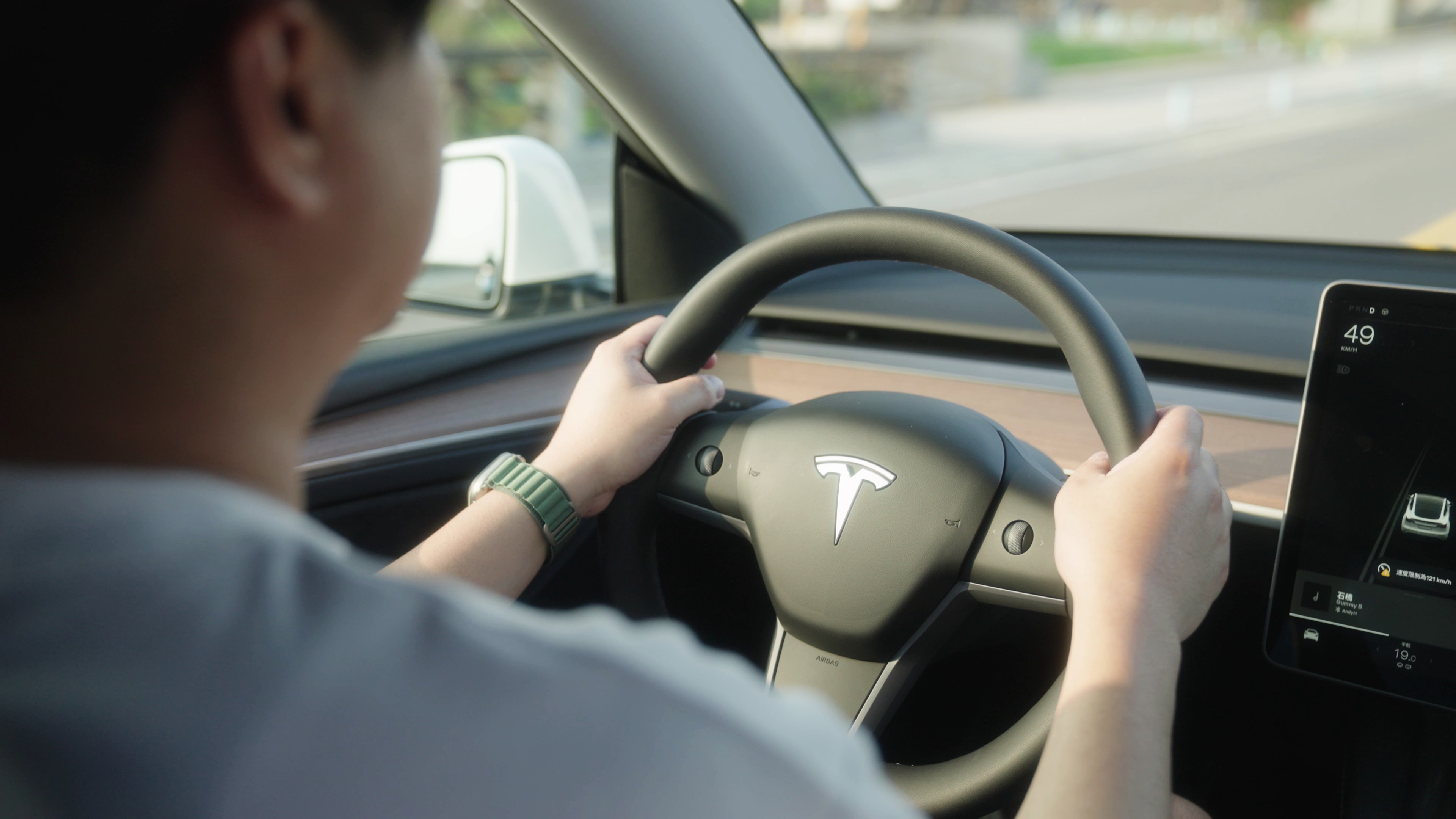 Andy driving the Model Y